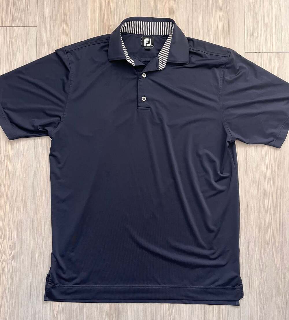 FootJoy FJ Men's Navy Golf Polo Shirt M Solid Polyester Short Sleeve Knit